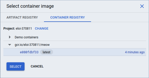Select Container From Registry